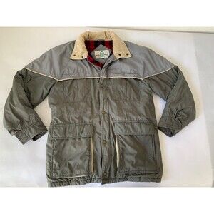 Pacific Trail Sportswear Coat Size Medium Gray Buffalo Plaid Flannel Lined VTG